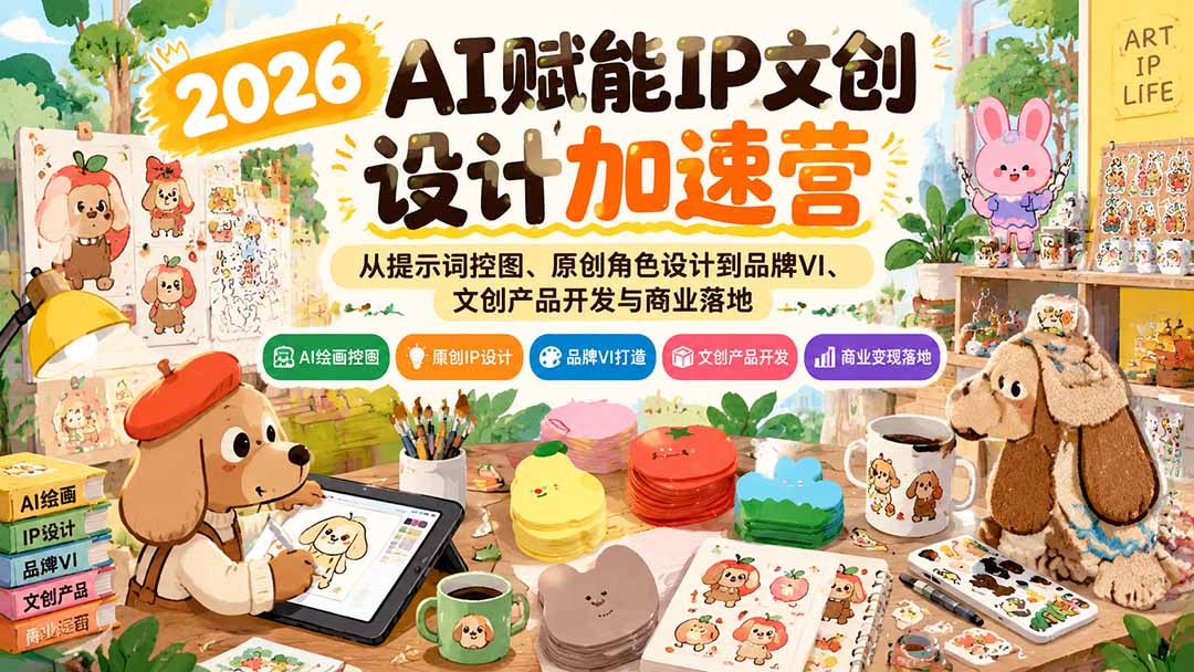 （21151期）2026AI赋能IP文创设计加速营：从提示词控图、原创角色设计到品牌VI、文创产品开发与商业落地瀚萌资源网-网赚网-网赚项目网-虚拟资源网-国学资源网-易学资源网-本站有全网最新网赚项目-易学课程资源-中医课程资源的在线下载网站！瀚萌资源网