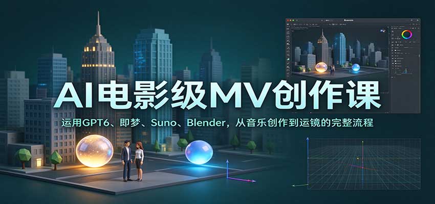 AI电影级MV创作课：运用GPT6、即梦、Suno、Blender，从音乐创作到运镜的完整流程瀚萌资源网-网赚网-网赚项目网-虚拟资源网-国学资源网-易学资源网-本站有全网最新网赚项目-易学课程资源-中医课程资源的在线下载网站！瀚萌资源网