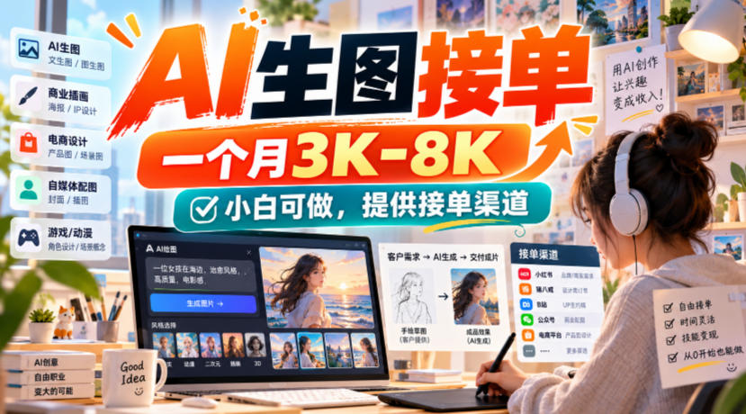 AI生图接单，一个月3K-8K，小白可做，提供接单渠道瀚萌资源网-网赚网-网赚项目网-虚拟资源网-国学资源网-易学资源网-本站有全网最新网赚项目-易学课程资源-中医课程资源的在线下载网站！瀚萌资源网