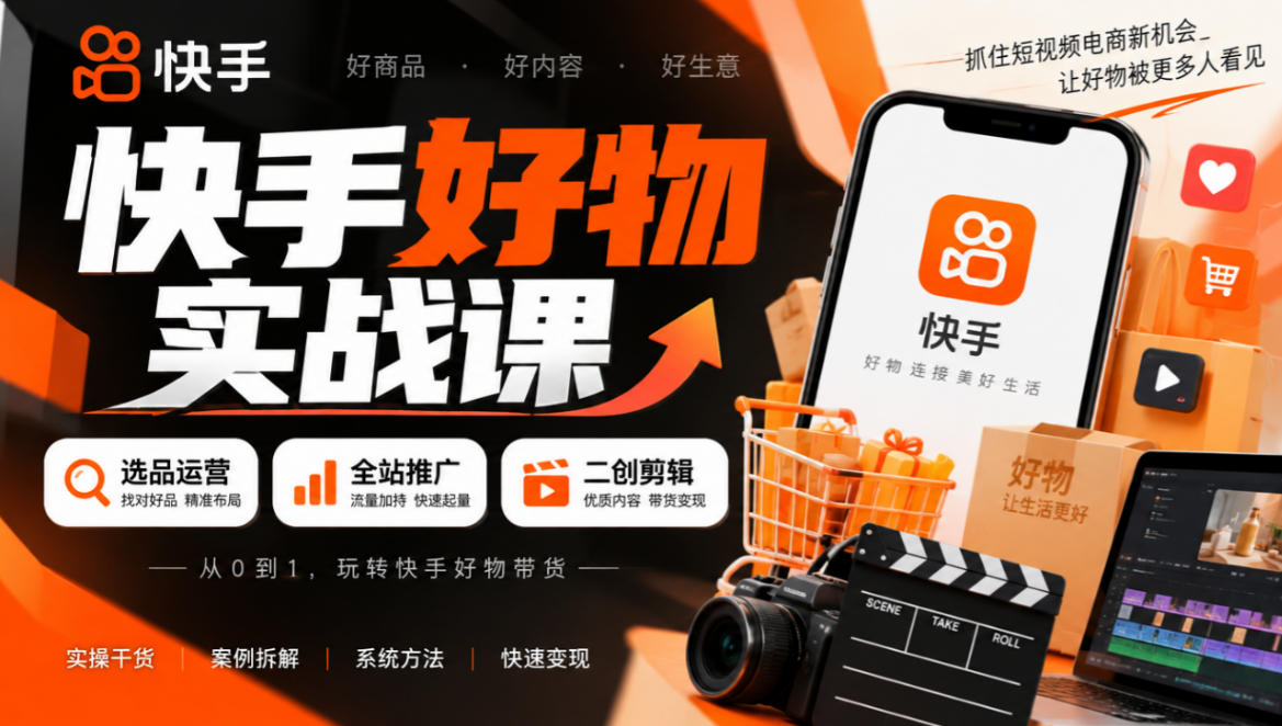 快手好物实战课｜选品运营+全站推广+二创剪辑带货变现瀚萌资源网-网赚网-网赚项目网-虚拟资源网-国学资源网-易学资源网-本站有全网最新网赚项目-易学课程资源-中医课程资源的在线下载网站！瀚萌资源网