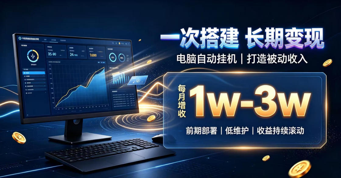 一份投入长期收益，电脑自动挂G类目，搭建被动收入每月增收1w-3w【揭秘】瀚萌资源网-网赚网-网赚项目网-虚拟资源网-国学资源网-易学资源网-本站有全网最新网赚项目-易学课程资源-中医课程资源的在线下载网站！瀚萌资源网