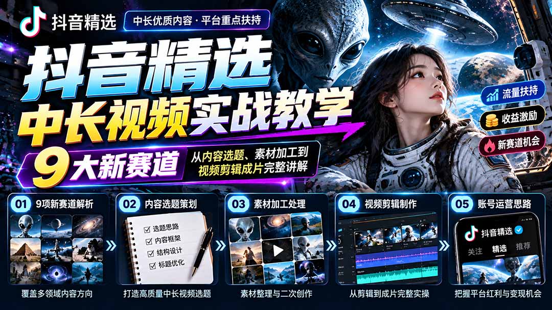 （20775期）抖音精选中长视频实战教学：拆解9项细分赛道，从内容选题、素材加工到视频剪辑成片完整讲解瀚萌资源网-网赚网-网赚项目网-虚拟资源网-国学资源网-易学资源网-本站有全网最新网赚项目-易学课程资源-中医课程资源的在线下载网站！瀚萌资源网