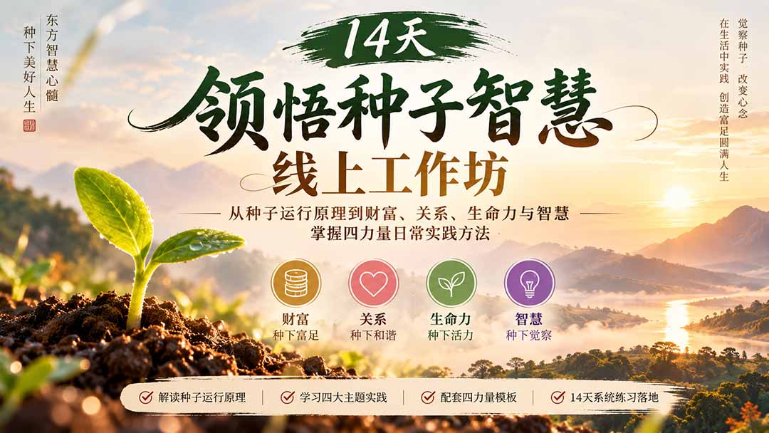 （20756期）14天领悟种子智慧线上工作坊｜从种子运行原理到财富、关系、生命力与智慧，掌握四力量日常实践方法瀚萌资源网-网赚网-网赚项目网-虚拟资源网-国学资源网-易学资源网-本站有全网最新网赚项目-易学课程资源-中医课程资源的在线下载网站！瀚萌资源网