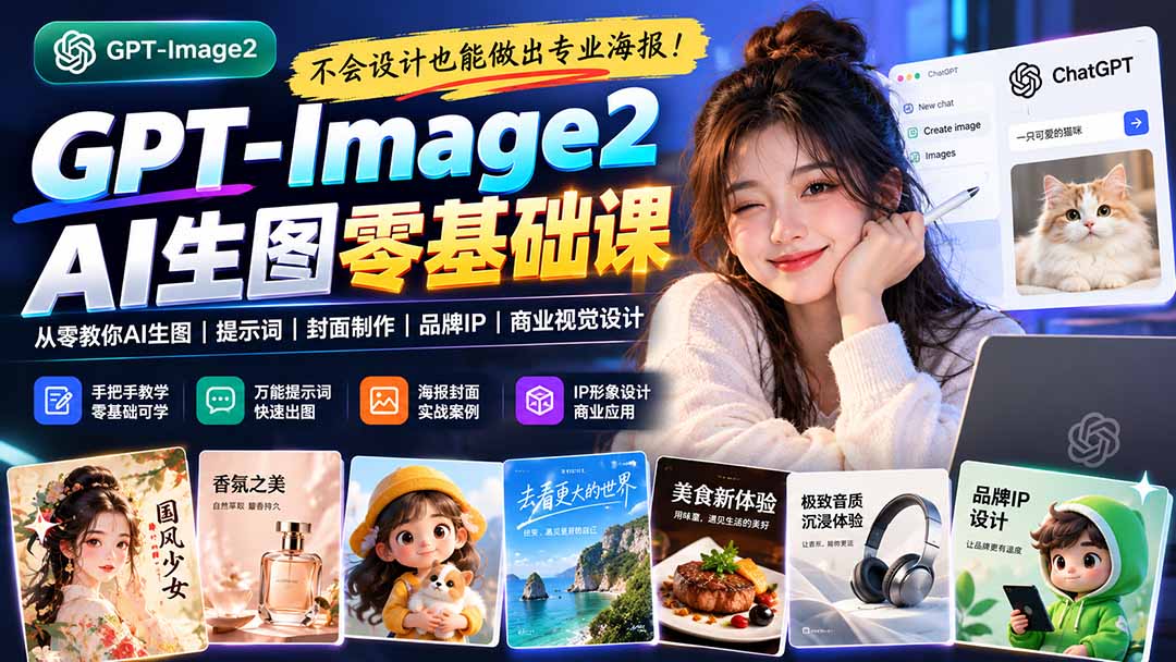 （20944期）不会设计也能做出专业海报！GPT-Image2从零教你AI生图、提示词、封面制作、品牌IP与商业视觉设计瀚萌资源网-网赚网-网赚项目网-虚拟资源网-国学资源网-易学资源网-本站有全网最新网赚项目-易学课程资源-中医课程资源的在线下载网站！瀚萌资源网