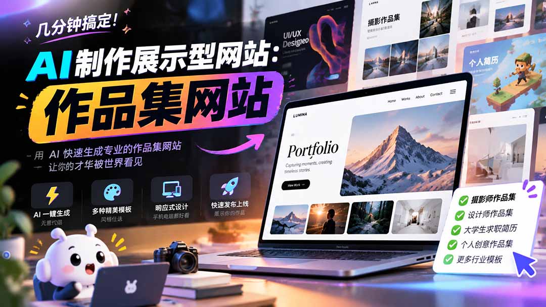 （21213期）几分钟搞定，AI制作展示型网站制作：作品集网站，用AI快速生成专业的作品集网站，接单变现！瀚萌资源网-网赚网-网赚项目网-虚拟资源网-国学资源网-易学资源网-本站有全网最新网赚项目-易学课程资源-中医课程资源的在线下载网站！瀚萌资源网