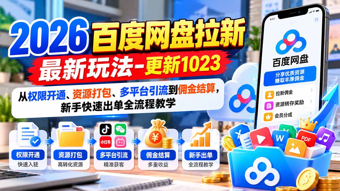 图片[1]瀚萌资源网-网赚网-网赚项目网-虚拟资源网-国学资源网-易学资源网-本站有全网最新网赚项目-易学课程资源-中医课程资源的在线下载网站！（21128期）2026百度网盘拉新最新玩法-更新1023：从权限开通、资源打包、多平台引流到佣金结算，新手快速出单全流程教学瀚萌资源网-网赚网-网赚项目网-虚拟资源网-国学资源网-易学资源网-本站有全网最新网赚项目-易学课程资源-中医课程资源的在线下载网站！瀚萌资源网