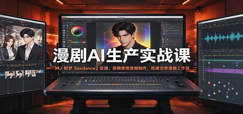 漫剧AI生产实战课：MJ 即梦 Seedance2 实操，剪辑修图音频制作，搭建完整漫剧工作流瀚萌资源网-网赚网-网赚项目网-虚拟资源网-国学资源网-易学资源网-本站有全网最新网赚项目-易学课程资源-中医课程资源的在线下载网站！瀚萌资源网
