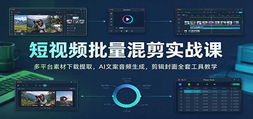 图片[1]瀚萌资源网-网赚网-网赚项目网-虚拟资源网-国学资源网-易学资源网-本站有全网最新网赚项目-易学课程资源-中医课程资源的在线下载网站！短视频批量混剪实战课：多平台素材下载提取，AI文案音频生成，剪辑封面全套工具教学瀚萌资源网-网赚网-网赚项目网-虚拟资源网-国学资源网-易学资源网-本站有全网最新网赚项目-易学课程资源-中医课程资源的在线下载网站！瀚萌资源网