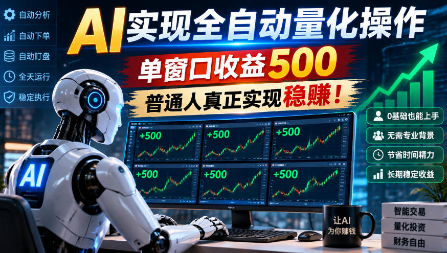 AI实现全自动量化操作，单窗口收益500，普通人真正实现稳賺！【揭秘】瀚萌资源网-网赚网-网赚项目网-虚拟资源网-国学资源网-易学资源网-本站有全网最新网赚项目-易学课程资源-中医课程资源的在线下载网站！瀚萌资源网