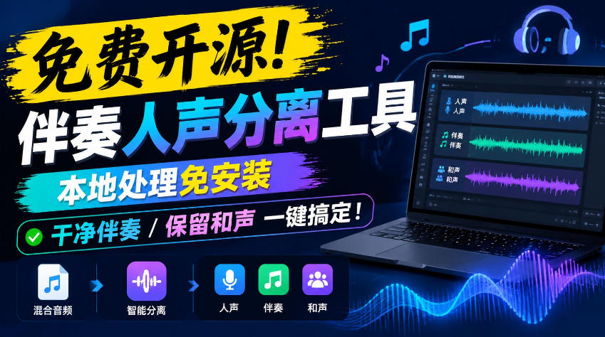免费开源！伴奏人声分离工具，本地处理免安装，干净伴奏，保留和声一键搞定！瀚萌资源网-网赚网-网赚项目网-虚拟资源网-国学资源网-易学资源网-本站有全网最新网赚项目-易学课程资源-中医课程资源的在线下载网站！瀚萌资源网