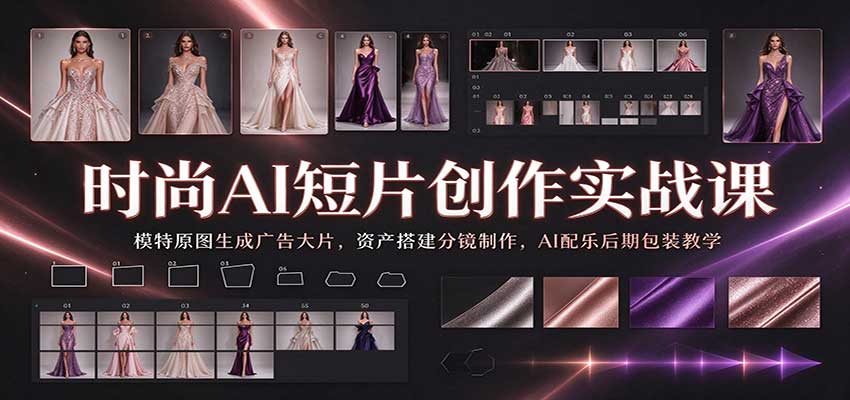 时尚AI短片创作实战课：模特原图生成广告大片，资产搭建分镜制作，AI配乐后期包装教学瀚萌资源网-网赚网-网赚项目网-虚拟资源网-国学资源网-易学资源网-本站有全网最新网赚项目-易学课程资源-中医课程资源的在线下载网站！瀚萌资源网
