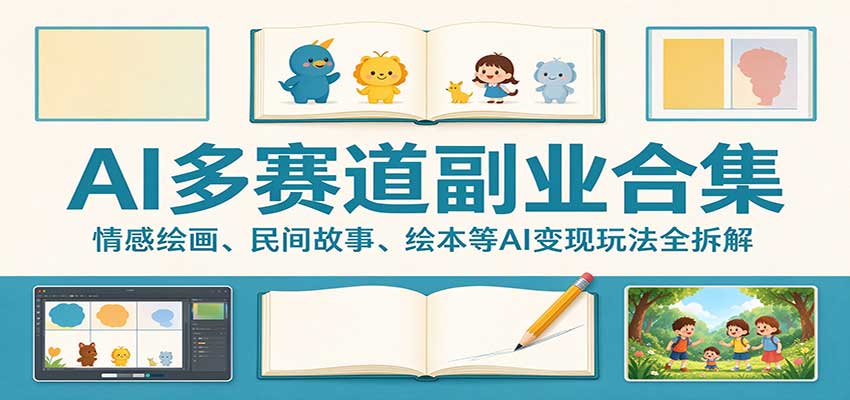 AI多赛道副业合集：情感绘画、民间故事、绘本等AI变现玩法全拆解瀚萌资源网-网赚网-网赚项目网-虚拟资源网-国学资源网-易学资源网-本站有全网最新网赚项目-易学课程资源-中医课程资源的在线下载网站！瀚萌资源网
