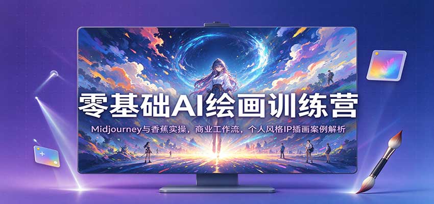 零基础AI绘画训练营：Midjourney与香蕉实操，商业工作流，个人风格IP插画案例解析瀚萌资源网-网赚网-网赚项目网-虚拟资源网-国学资源网-易学资源网-本站有全网最新网赚项目-易学课程资源-中医课程资源的在线下载网站！瀚萌资源网