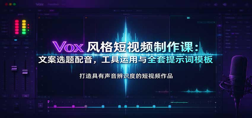 Vox风格短视频制作课：文案选题配音，工具运用与全套提示词模板瀚萌资源网-网赚网-网赚项目网-虚拟资源网-国学资源网-易学资源网-本站有全网最新网赚项目-易学课程资源-中医课程资源的在线下载网站！瀚萌资源网