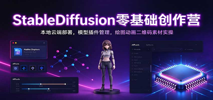 StableDiffusion零基础创作营：本地云端部署，模型插件管理，绘图动画二维码素材实操瀚萌资源网-网赚网-网赚项目网-虚拟资源网-国学资源网-易学资源网-本站有全网最新网赚项目-易学课程资源-中医课程资源的在线下载网站！瀚萌资源网