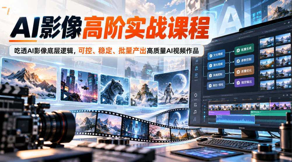 AI影像高阶实战课程，吃透AI影像底层逻辑，可控、稳定、批量产出高质量AI视频作品瀚萌资源网-网赚网-网赚项目网-虚拟资源网-国学资源网-易学资源网-本站有全网最新网赚项目-易学课程资源-中医课程资源的在线下载网站！瀚萌资源网