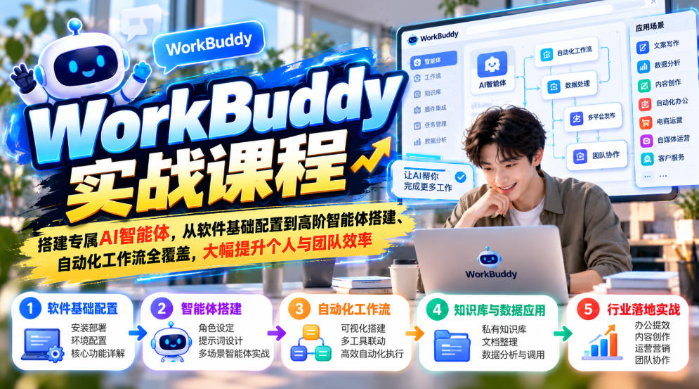 图片[1]瀚萌资源网-网赚网-网赚项目网-虚拟资源网-国学资源网-易学资源网-本站有全网最新网赚项目-易学课程资源-中医课程资源的在线下载网站！WorkBuddy实战课程，搭建专属AI智能体，从软件基础配置到高阶智能体搭建、自动化工作流全覆盖，大幅提升个人与团队效率瀚萌资源网-网赚网-网赚项目网-虚拟资源网-国学资源网-易学资源网-本站有全网最新网赚项目-易学课程资源-中医课程资源的在线下载网站！瀚萌资源网