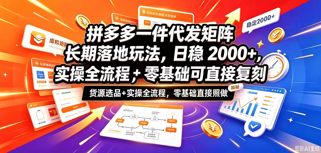拼多多一件代发矩阵长期落地玩法，日稳入2k+，选品货源+实操全流程，零基础可直接复刻【拆解】瀚萌资源网-网赚网-网赚项目网-虚拟资源网-国学资源网-易学资源网-本站有全网最新网赚项目-易学课程资源-中医课程资源的在线下载网站！瀚萌资源网