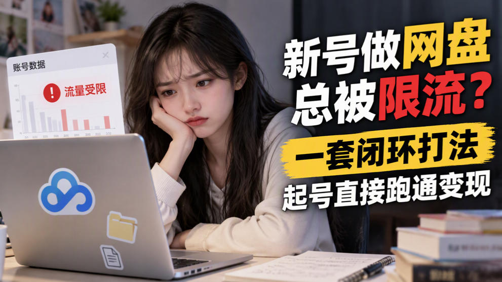 新号做网盘总被限流？一套闭环打法，起号直接跑通变现瀚萌资源网-网赚网-网赚项目网-虚拟资源网-国学资源网-易学资源网-本站有全网最新网赚项目-易学课程资源-中医课程资源的在线下载网站！瀚萌资源网
