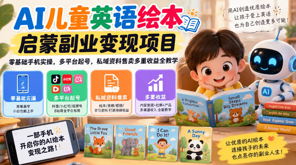 图片[1]瀚萌资源网-网赚网-网赚项目网-虚拟资源网-国学资源网-易学资源网-本站有全网最新网赚项目-易学课程资源-中医课程资源的在线下载网站！AI儿童英语绘本启蒙副业变现项目，零基础手机实操，多平台起号，私域资料售卖多重收益全教学瀚萌资源网-网赚网-网赚项目网-虚拟资源网-国学资源网-易学资源网-本站有全网最新网赚项目-易学课程资源-中医课程资源的在线下载网站！瀚萌资源网