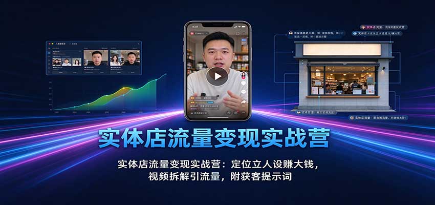 实体店流量变现实战营：定位立人设赚大钱，视频拆解引流量，附获客提示词瀚萌资源网-网赚网-网赚项目网-虚拟资源网-国学资源网-易学资源网-本站有全网最新网赚项目-易学课程资源-中医课程资源的在线下载网站！瀚萌资源网