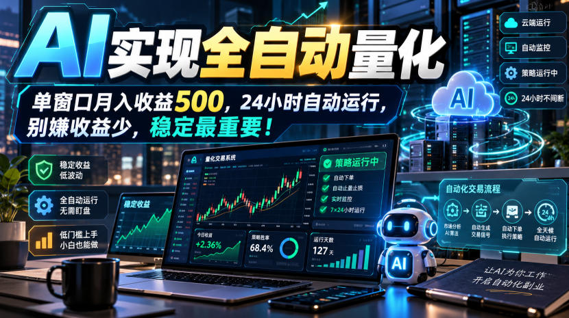 AI实现全自动量化，单窗口月入收益500，24小时自动运行，别嫌收益少，稳定最重要！【揭秘】瀚萌资源网-网赚网-网赚项目网-虚拟资源网-国学资源网-易学资源网-本站有全网最新网赚项目-易学课程资源-中医课程资源的在线下载网站！瀚萌资源网