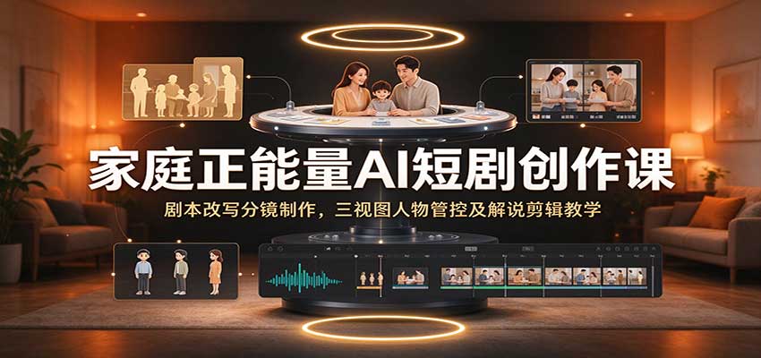 家庭正能量AI短剧创作课：剧本改写分镜制作，三视图人物管控及解说剪辑教学瀚萌资源网-网赚网-网赚项目网-虚拟资源网-国学资源网-易学资源网-本站有全网最新网赚项目-易学课程资源-中医课程资源的在线下载网站！瀚萌资源网