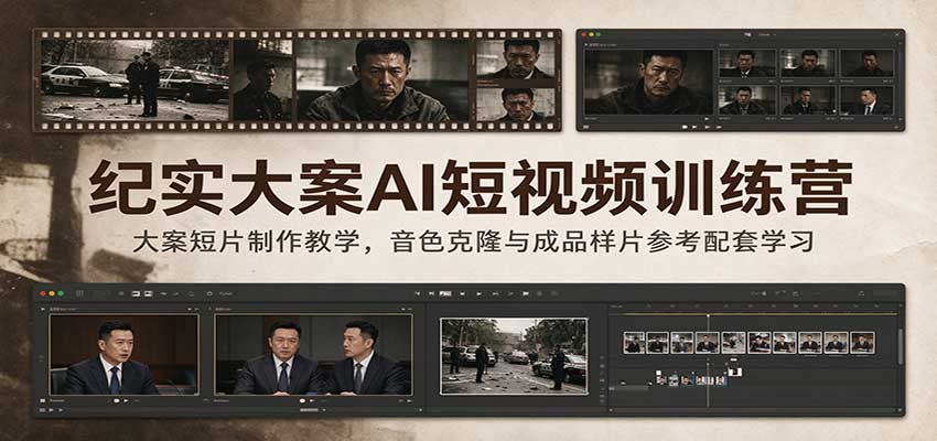 纪实大案AI短视频训练营：大案短片制作教学，音色克隆与成品样片参考配套学习瀚萌资源网-网赚网-网赚项目网-虚拟资源网-国学资源网-易学资源网-本站有全网最新网赚项目-易学课程资源-中医课程资源的在线下载网站！瀚萌资源网
