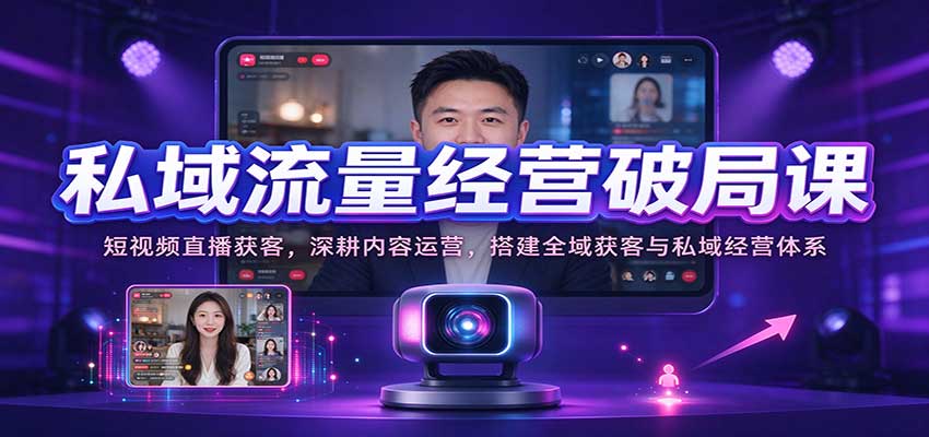 私域流量经营破局课：短视频直播获客，深耕内容运营，搭建全域获客与私域经营体系瀚萌资源网-网赚网-网赚项目网-虚拟资源网-国学资源网-易学资源网-本站有全网最新网赚项目-易学课程资源-中医课程资源的在线下载网站！瀚萌资源网