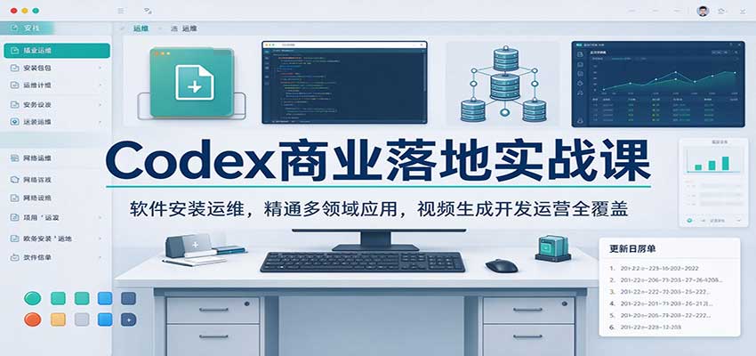 Codex商业落地实战课：软件安装运维，精通多领域应用，视频生成开发运营全覆盖瀚萌资源网-网赚网-网赚项目网-虚拟资源网-国学资源网-易学资源网-本站有全网最新网赚项目-易学课程资源-中医课程资源的在线下载网站！瀚萌资源网