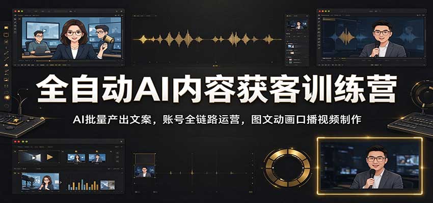 全自动AI内容获客训练营：AI批量产出文案，账号全链路运营，图文动画口播视频制作瀚萌资源网-网赚网-网赚项目网-虚拟资源网-国学资源网-易学资源网-本站有全网最新网赚项目-易学课程资源-中医课程资源的在线下载网站！瀚萌资源网
