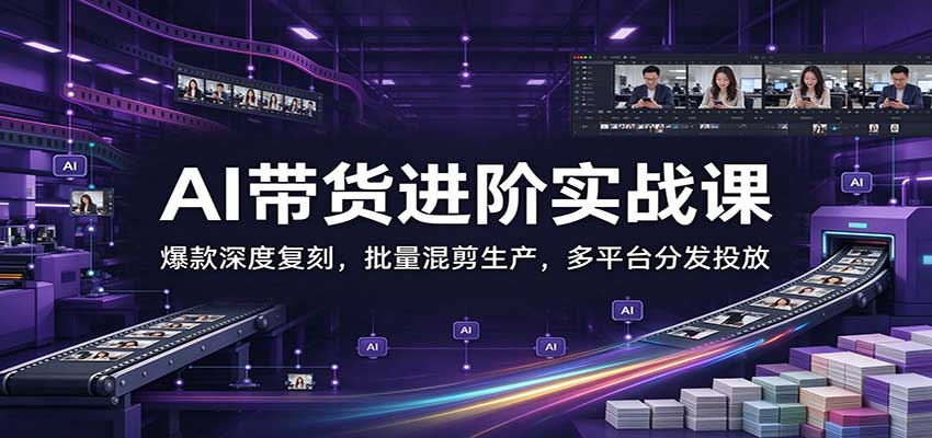 AI带货进阶实战课：爆款深度复刻，批量混剪生产，多平台分发投放瀚萌资源网-网赚网-网赚项目网-虚拟资源网-国学资源网-易学资源网-本站有全网最新网赚项目-易学课程资源-中医课程资源的在线下载网站！瀚萌资源网