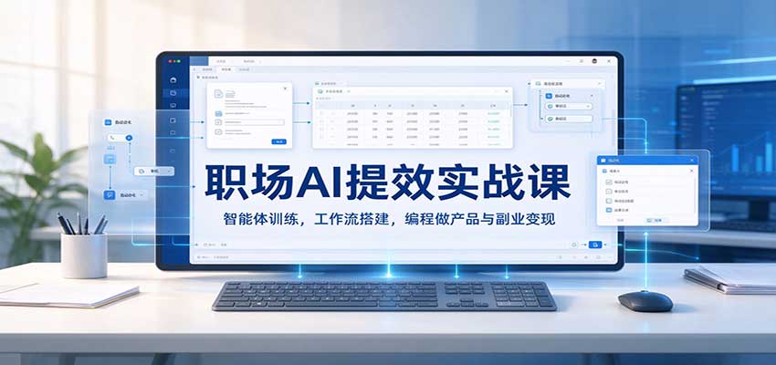 职场AI提效实战课：智能体训练，工作流搭建，编程做产品与副业变现瀚萌资源网-网赚网-网赚项目网-虚拟资源网-国学资源网-易学资源网-本站有全网最新网赚项目-易学课程资源-中医课程资源的在线下载网站！瀚萌资源网