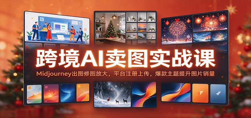 跨境AI卖图实战课：Midjourney出图修图放大，平台注册上传，爆款主题提升图片销量瀚萌资源网-网赚网-网赚项目网-虚拟资源网-国学资源网-易学资源网-本站有全网最新网赚项目-易学课程资源-中医课程资源的在线下载网站！瀚萌资源网