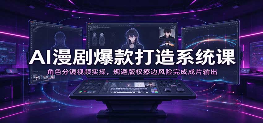 AI漫剧爆款打造系统课：角色分镜视频实操，规避版权擦边风险完成成片输出瀚萌资源网-网赚网-网赚项目网-虚拟资源网-国学资源网-易学资源网-本站有全网最新网赚项目-易学课程资源-中医课程资源的在线下载网站！瀚萌资源网