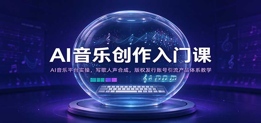 AI音乐创作入门课：AI音乐平台实操，写歌人声合成，版权发行账号引流产品体系教学瀚萌资源网-网赚网-网赚项目网-虚拟资源网-国学资源网-易学资源网-本站有全网最新网赚项目-易学课程资源-中医课程资源的在线下载网站！瀚萌资源网