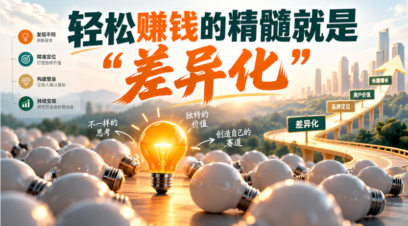 某公众号付费文章：轻松賺钱的精髓就是“差异化”瀚萌资源网-网赚网-网赚项目网-虚拟资源网-国学资源网-易学资源网-本站有全网最新网赚项目-易学课程资源-中医课程资源的在线下载网站！瀚萌资源网