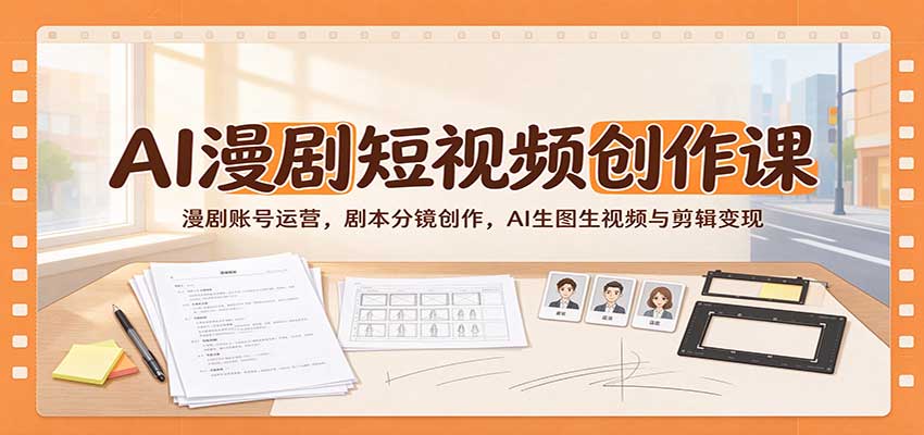 AI漫剧短视频创作课：漫剧账号运营，剧本分镜创作，AI生图生视频与剪辑变现瀚萌资源网-网赚网-网赚项目网-虚拟资源网-国学资源网-易学资源网-本站有全网最新网赚项目-易学课程资源-中医课程资源的在线下载网站！瀚萌资源网