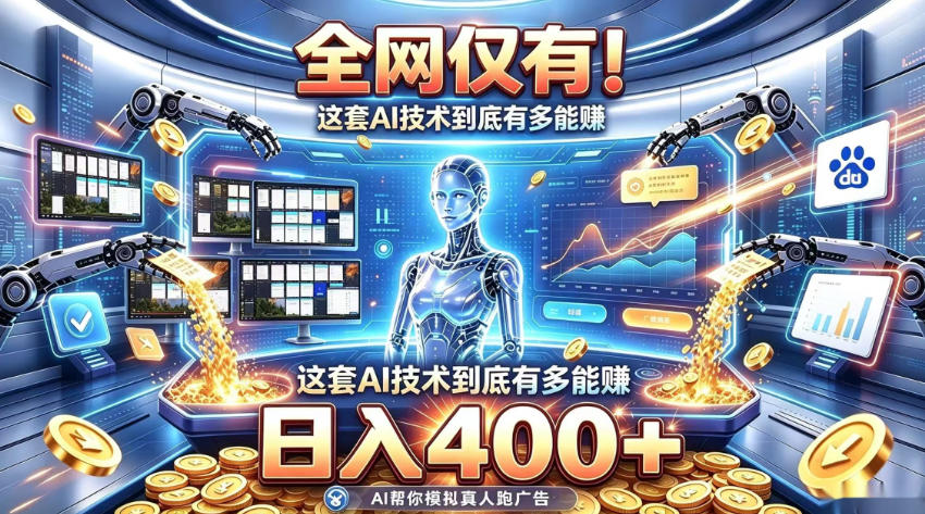全网仅有！这套AI技术到底有多能賺，日入400+，无需人工干预，实现真正被动变现【揭秘】瀚萌资源网-网赚网-网赚项目网-虚拟资源网-国学资源网-易学资源网-本站有全网最新网赚项目-易学课程资源-中医课程资源的在线下载网站！瀚萌资源网