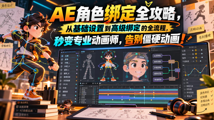 【无水印】AE角色绑定全攻略，从基础设置到高级绑定的全流程，秒变专业动画师，告别僵硬动画！【原创双语字幕】瀚萌资源网-网赚网-网赚项目网-虚拟资源网-国学资源网-易学资源网-本站有全网最新网赚项目-易学课程资源-中医课程资源的在线下载网站！瀚萌资源网