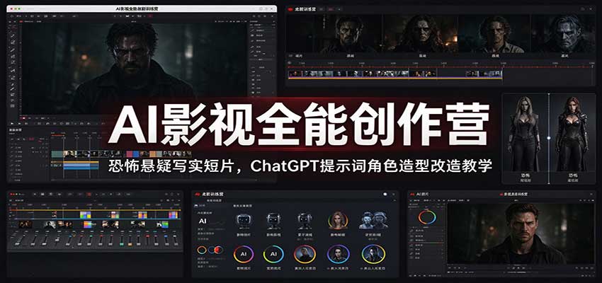 AI影视全能创作营：恐怖悬疑写实短片，ChatGPT提示词角色造型改造教学瀚萌资源网-网赚网-网赚项目网-虚拟资源网-国学资源网-易学资源网-本站有全网最新网赚项目-易学课程资源-中医课程资源的在线下载网站！瀚萌资源网