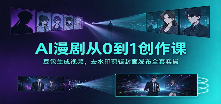 AI漫剧从0到1创作课：豆包生成视频，去水印剪辑封面发布全套实操瀚萌资源网-网赚网-网赚项目网-虚拟资源网-国学资源网-易学资源网-本站有全网最新网赚项目-易学课程资源-中医课程资源的在线下载网站！瀚萌资源网