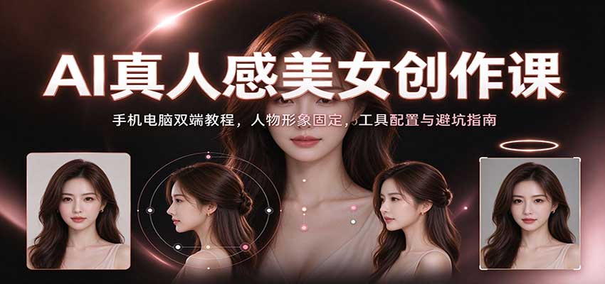AI真人感美女创作课：手机电脑双端教程，人物形象固定，工具配置与避坑指南瀚萌资源网-网赚网-网赚项目网-虚拟资源网-国学资源网-易学资源网-本站有全网最新网赚项目-易学课程资源-中医课程资源的在线下载网站！瀚萌资源网