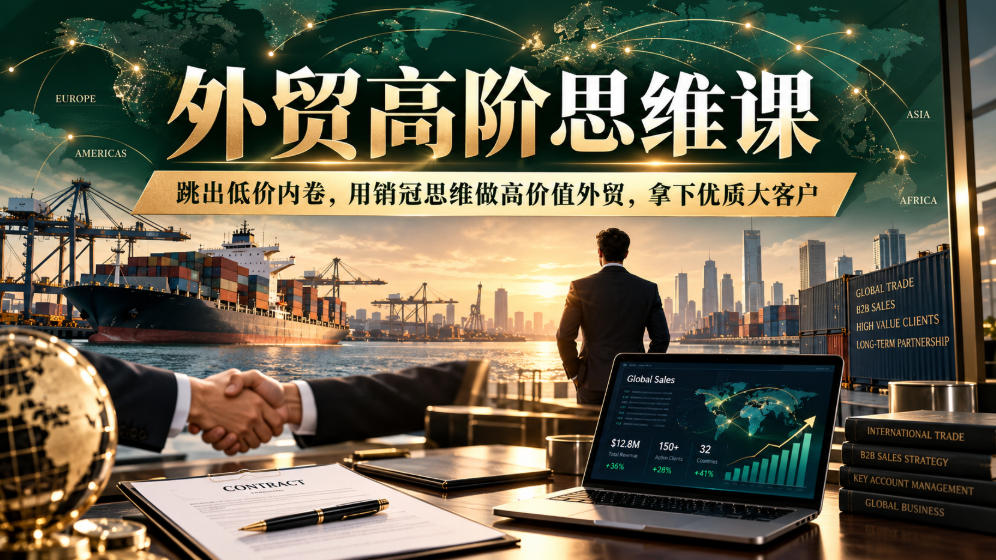 外贸高阶思维课，跳出低价内卷，用销冠思维做高价值外贸，拿下优质大客户瀚萌资源网-网赚网-网赚项目网-虚拟资源网-国学资源网-易学资源网-本站有全网最新网赚项目-易学课程资源-中医课程资源的在线下载网站！瀚萌资源网