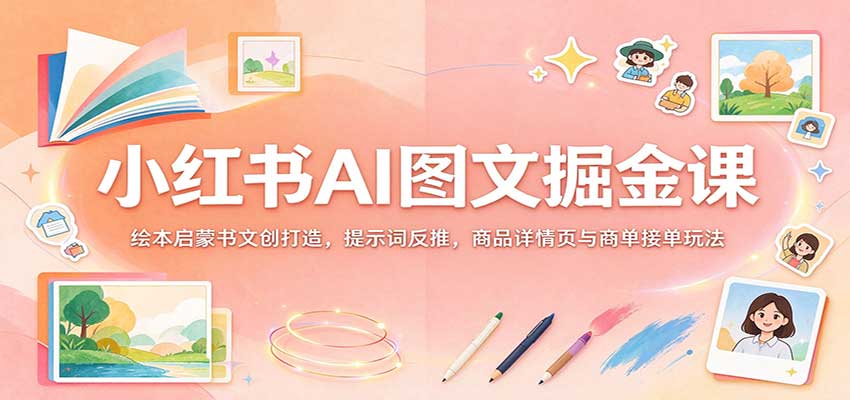 小红书AI图文掘金课：绘本启蒙书文创打造，提示词反推，商品详情页与商单接单玩法瀚萌资源网-网赚网-网赚项目网-虚拟资源网-国学资源网-易学资源网-本站有全网最新网赚项目-易学课程资源-中医课程资源的在线下载网站！瀚萌资源网