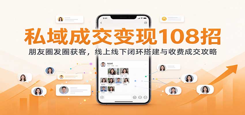 私域成交变现108招：朋友圈发圈获客，线上线下闭环搭建与收费成交攻略瀚萌资源网-网赚网-网赚项目网-虚拟资源网-国学资源网-易学资源网-本站有全网最新网赚项目-易学课程资源-中医课程资源的在线下载网站！瀚萌资源网