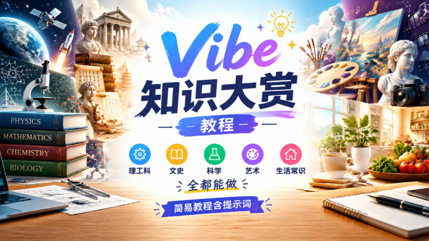 Vibe知识大赏教程，理工科、文史、科学、艺术、生活常识全都能做，简易教程含提示词瀚萌资源网-网赚网-网赚项目网-虚拟资源网-国学资源网-易学资源网-本站有全网最新网赚项目-易学课程资源-中医课程资源的在线下载网站！瀚萌资源网