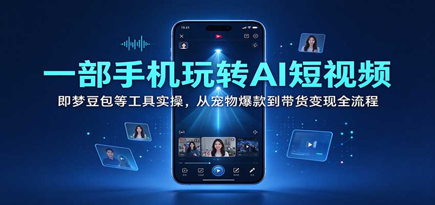 一部手机玩转AI短视频：即梦豆包等工具实操，从宠物爆款到带货变现全流程瀚萌资源网-网赚网-网赚项目网-虚拟资源网-国学资源网-易学资源网-本站有全网最新网赚项目-易学课程资源-中医课程资源的在线下载网站！瀚萌资源网