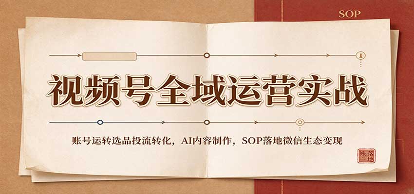 视频号全域运营实战：账号运转选品投流转化，AI内容制作，SOP落地微信生态变现瀚萌资源网-网赚网-网赚项目网-虚拟资源网-国学资源网-易学资源网-本站有全网最新网赚项目-易学课程资源-中医课程资源的在线下载网站！瀚萌资源网