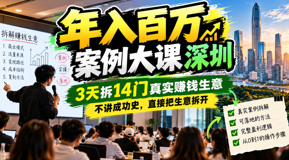 图片[1]瀚萌资源网-网赚网-网赚项目网-虚拟资源网-国学资源网-易学资源网-本站有全网最新网赚项目-易学课程资源-中医课程资源的在线下载网站！年入百W案例大课深圳，3天拆14门真实賺钱生意，不讲成功史，直接把生意拆开瀚萌资源网-网赚网-网赚项目网-虚拟资源网-国学资源网-易学资源网-本站有全网最新网赚项目-易学课程资源-中医课程资源的在线下载网站！瀚萌资源网